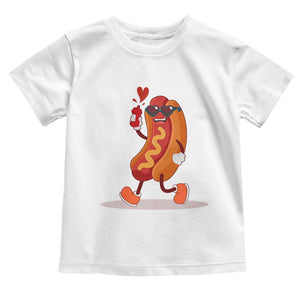 Valentine's Day Toddler T Shirt Heart Hot Dog Cute Sausage Bun Food Lover TS09 White Print Your Wear