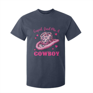 Valentine's Day T Shirt For Kid Cupid Find Me A Cowboy Western Heart Leopard Hat TS09 Navy Print Your Wear