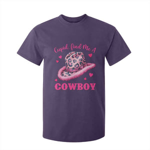 Valentine's Day T Shirt For Kid Cupid Find Me A Cowboy Western Heart Leopard Hat TS09 Purple Print Your Wear