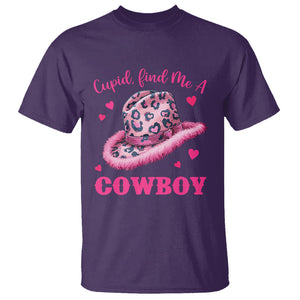 Valentine's Day T Shirt Cupid Find Me A Cowboy Western Heart Leopard Hat TS09 Purple Printyourwear