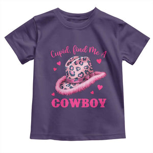 Valentine's Day Toddler T Shirt Cupid Find Me A Cowboy Western Heart Leopard Hat TS09 Purple Print Your Wear