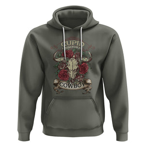 Valentine's Day Hoodie Cupid Aim For A Cowboy Western TS09 Military Green Printyourwear