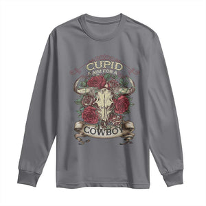 Valentine's Day Long Sleeve Shirt Cupid Aim For A Cowboy Western TS09 Charcoal Print Your Wear