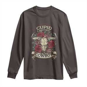 Valentine's Day Long Sleeve Shirt Cupid Aim For A Cowboy Western TS09 Dark Chocolate Print Your Wear