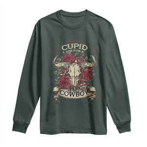 Valentine's Day Long Sleeve Shirt Cupid Aim For A Cowboy Western TS09 Dark Forest Green Print Your Wear