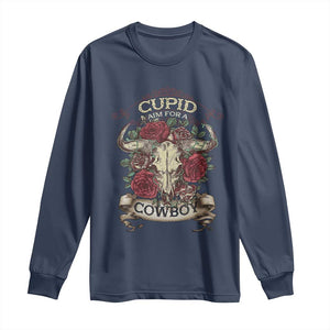 Valentine's Day Long Sleeve Shirt Cupid Aim For A Cowboy Western TS09 Navy Print Your Wear