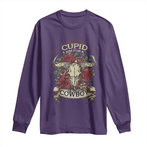 Valentine's Day Long Sleeve Shirt Cupid Aim For A Cowboy Western TS09 Purple Print Your Wear