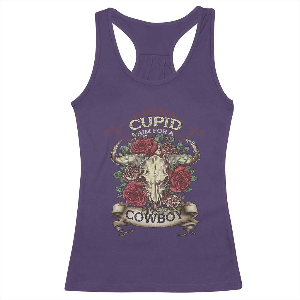 Valentine's Day Racerback Tank Top Cupid Aim For A Cowboy Western TS09 Purple Print Your Wear