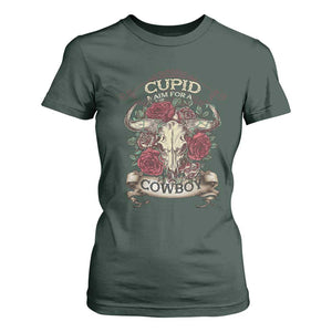 Valentine's Day T Shirt For Women Cupid Aim For A Cowboy Western TS09 Dark Forest Green Print Your Wear