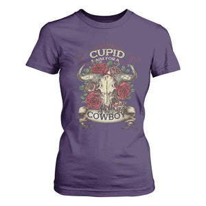 Valentine's Day T Shirt For Women Cupid Aim For A Cowboy Western TS09 Purple Print Your Wear