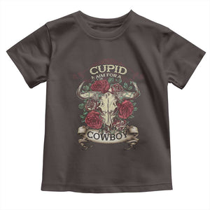 Valentine's Day Toddler T Shirt Cupid Aim For A Cowboy Western TS09 Dark Chocolate Print Your Wear