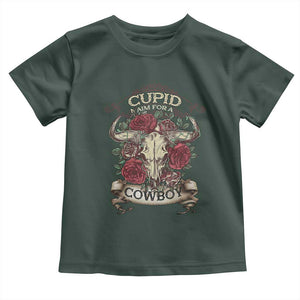 Valentine's Day Toddler T Shirt Cupid Aim For A Cowboy Western TS09 Dark Forest Green Print Your Wear