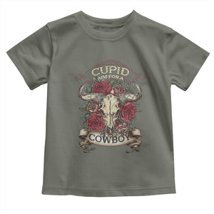 Valentine's Day Toddler T Shirt Cupid Aim For A Cowboy Western TS09 Military Green Print Your Wear