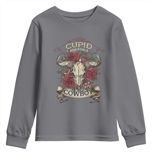 Valentine's Day Youth Sweatshirt Cupid Aim For A Cowboy Western TS09 Charcoal Print Your Wear