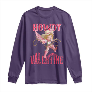 Howdy Valentine's Day Long Sleeve Shirt Cupid Retro Western Cowgirl Cowboy TS09 Purple Print Your Wear