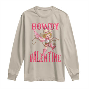 Howdy Valentine's Day Long Sleeve Shirt Cupid Retro Western Cowgirl Cowboy TS09 Sand Print Your Wear