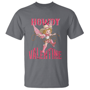 Howdy Valentine's Day T Shirt Cupid Retro Western Cowgirl Cowboy TS09 Charcoal Printyourwear