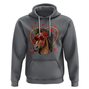 Valentine's Day Hoodie Funny Cute Horse Cowboy Western TS09 Charcoal Printyourwear