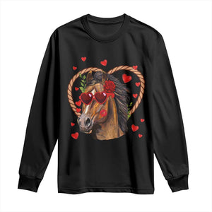 Valentine's Day Long Sleeve Shirt Funny Cute Horse Cowboy Western TS09 Black Print Your Wear