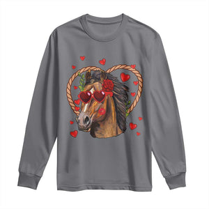 Valentine's Day Long Sleeve Shirt Funny Cute Horse Cowboy Western TS09 Charcoal Print Your Wear