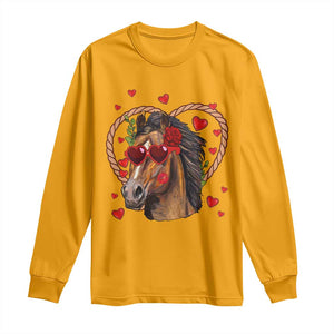 Valentine's Day Long Sleeve Shirt Funny Cute Horse Cowboy Western TS09 Gold Print Your Wear