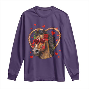 Valentine's Day Long Sleeve Shirt Funny Cute Horse Cowboy Western TS09 Purple Print Your Wear