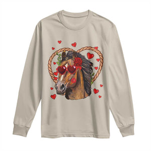 Valentine's Day Long Sleeve Shirt Funny Cute Horse Cowboy Western TS09 Sand Print Your Wear