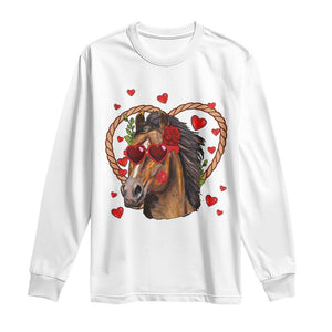 Valentine's Day Long Sleeve Shirt Funny Cute Horse Cowboy Western TS09 White Print Your Wear