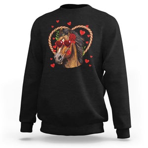 Valentine's Day Sweatshirt Funny Cute Horse Cowboy Western TS09 Black Printyourwear