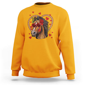 Valentine's Day Sweatshirt Funny Cute Horse Cowboy Western TS09 Gold Printyourwear