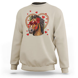 Valentine's Day Sweatshirt Funny Cute Horse Cowboy Western TS09 Sand Printyourwear