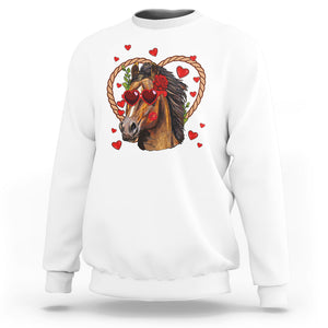 Valentine's Day Sweatshirt Funny Cute Horse Cowboy Western TS09 White Printyourwear