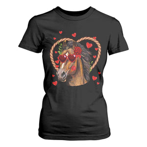 Valentine's Day T Shirt For Women Funny Cute Horse Cowboy Western TS09 Black Print Your Wear