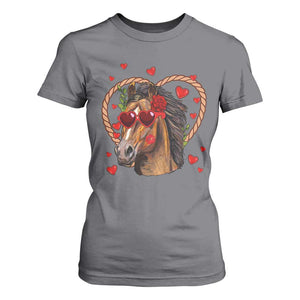 Valentine's Day T Shirt For Women Funny Cute Horse Cowboy Western TS09 Charcoal Print Your Wear