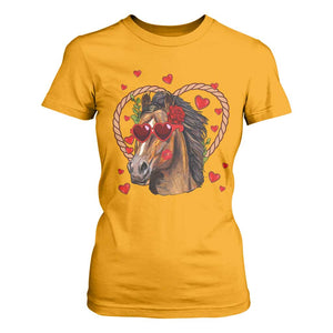 Valentine's Day T Shirt For Women Funny Cute Horse Cowboy Western TS09 Gold Print Your Wear