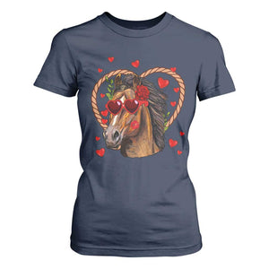 Valentine's Day T Shirt For Women Funny Cute Horse Cowboy Western TS09 Navy Print Your Wear