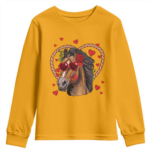 Valentine's Day Youth Sweatshirt Funny Cute Horse Cowboy Western TS09 Gold Print Your Wear