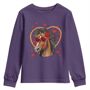 Valentine's Day Youth Sweatshirt Funny Cute Horse Cowboy Western TS09 Purple Print Your Wear