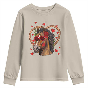 Valentine's Day Youth Sweatshirt Funny Cute Horse Cowboy Western TS09 Sand Print Your Wear