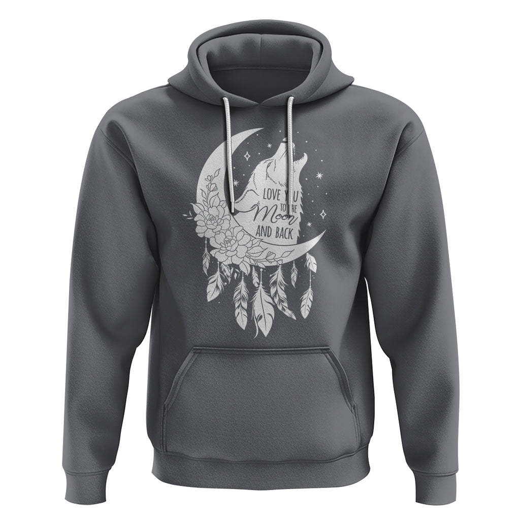 Valentine's Day Hoodie Love You To The Moon And Back Wolf TS09 Charcoal Printyourwear