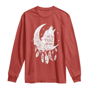 Valentine's Day Long Sleeve Shirt Love You To The Moon And Back Wolf TS09 Red Print Your Wear