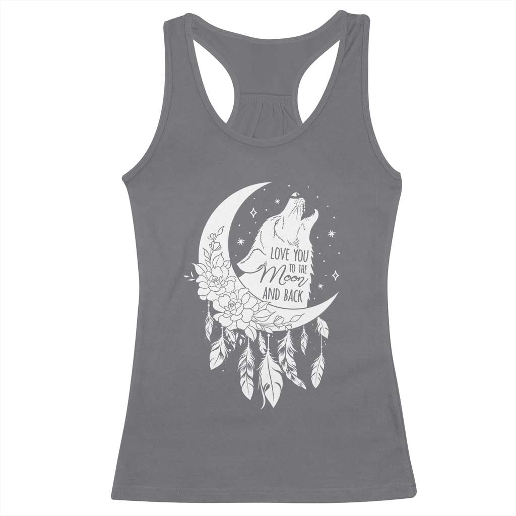 Valentine's Day Racerback Tank Top Love You To The Moon And Back Wolf TS09 Charcoal Print Your Wear