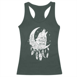 Valentine's Day Racerback Tank Top Love You To The Moon And Back Wolf TS09 Dark Forest Green Print Your Wear