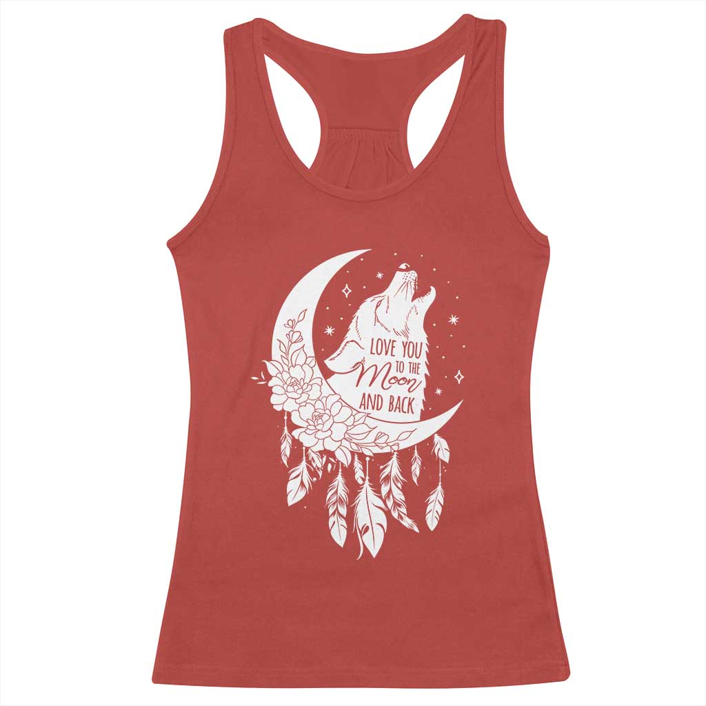 Valentine's Day Racerback Tank Top Love You To The Moon And Back Wolf TS09 Red Print Your Wear