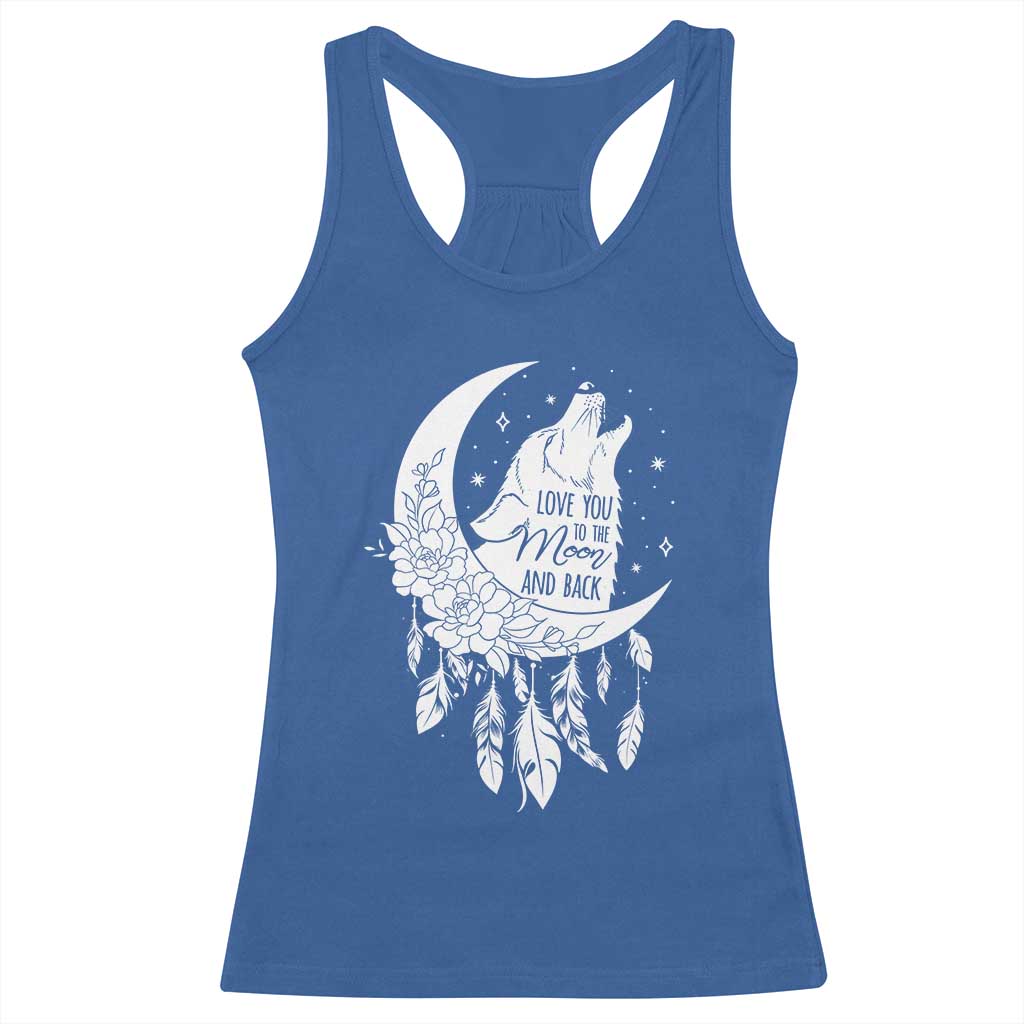 Valentine's Day Racerback Tank Top Love You To The Moon And Back Wolf TS09 Royal Blue Print Your Wear
