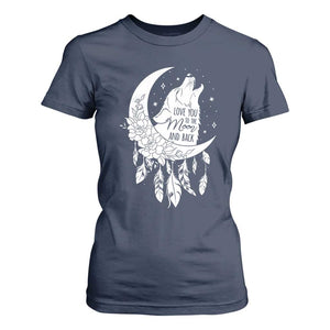 Valentine's Day T Shirt For Women Love You To The Moon And Back Wolf TS09 Navy Print Your Wear