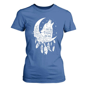 Valentine's Day T Shirt For Women Love You To The Moon And Back Wolf TS09 Royal Blue Print Your Wear