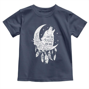 Valentine's Day Toddler T Shirt Love You To The Moon And Back Wolf TS09 Navy Print Your Wear