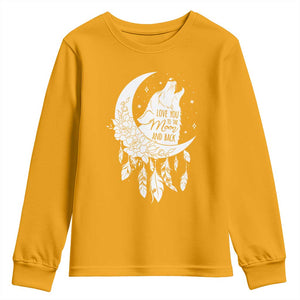 Valentine's Day Youth Sweatshirt Love You To The Moon And Back Wolf TS09 Gold Print Your Wear