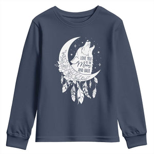 Valentine's Day Youth Sweatshirt Love You To The Moon And Back Wolf TS09 Navy Print Your Wear